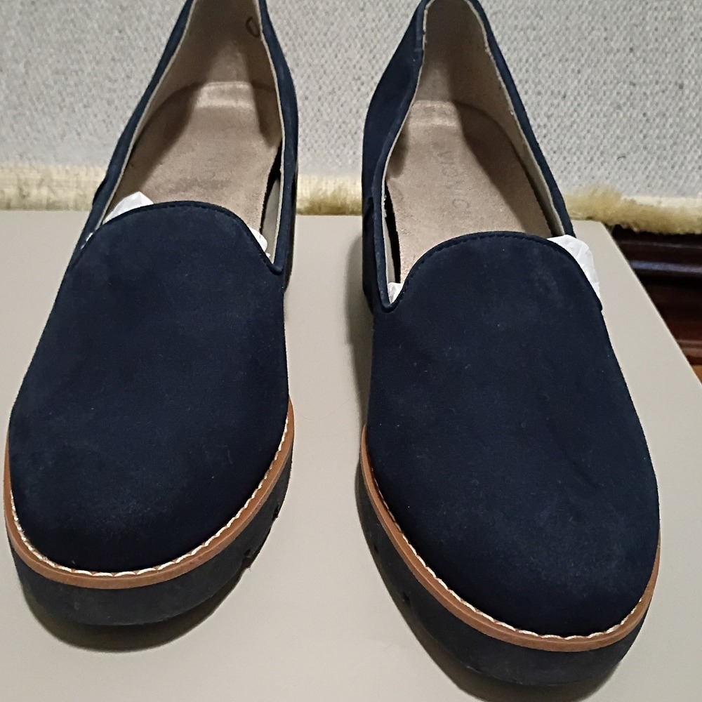 Vionic Willa Wedge Women 9.5 Navy Blue Water‎ Repellent Suede Street Loafers - Picture 4 of 9